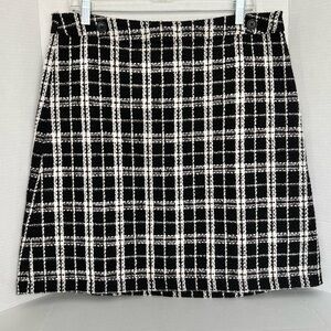 NWT Banana Republic Preppy Black & White Plaid Tweed Mini Skirt Women’s 14T